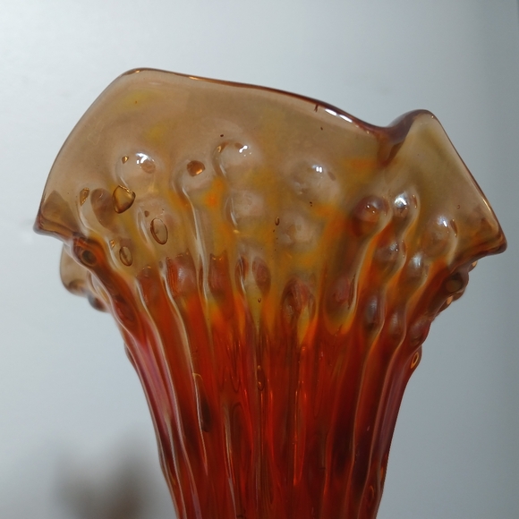 Antique Fenton Marigold Carnival Glass Fluted Swung Vase April Showers 12.5" - Picture 7 of 16